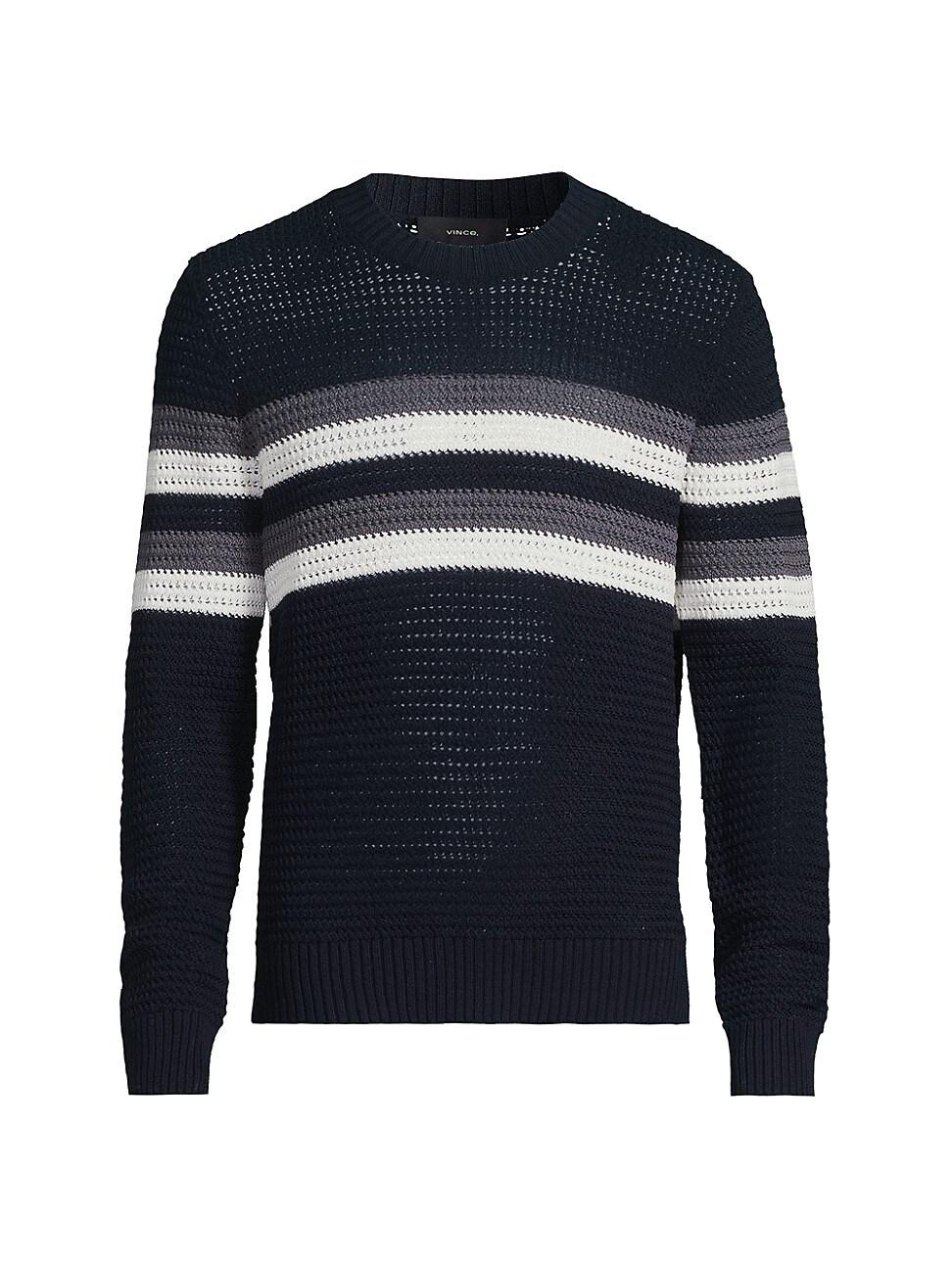Mens Crafted Crochet Chest Stripe Crewneck Sweater Product Image