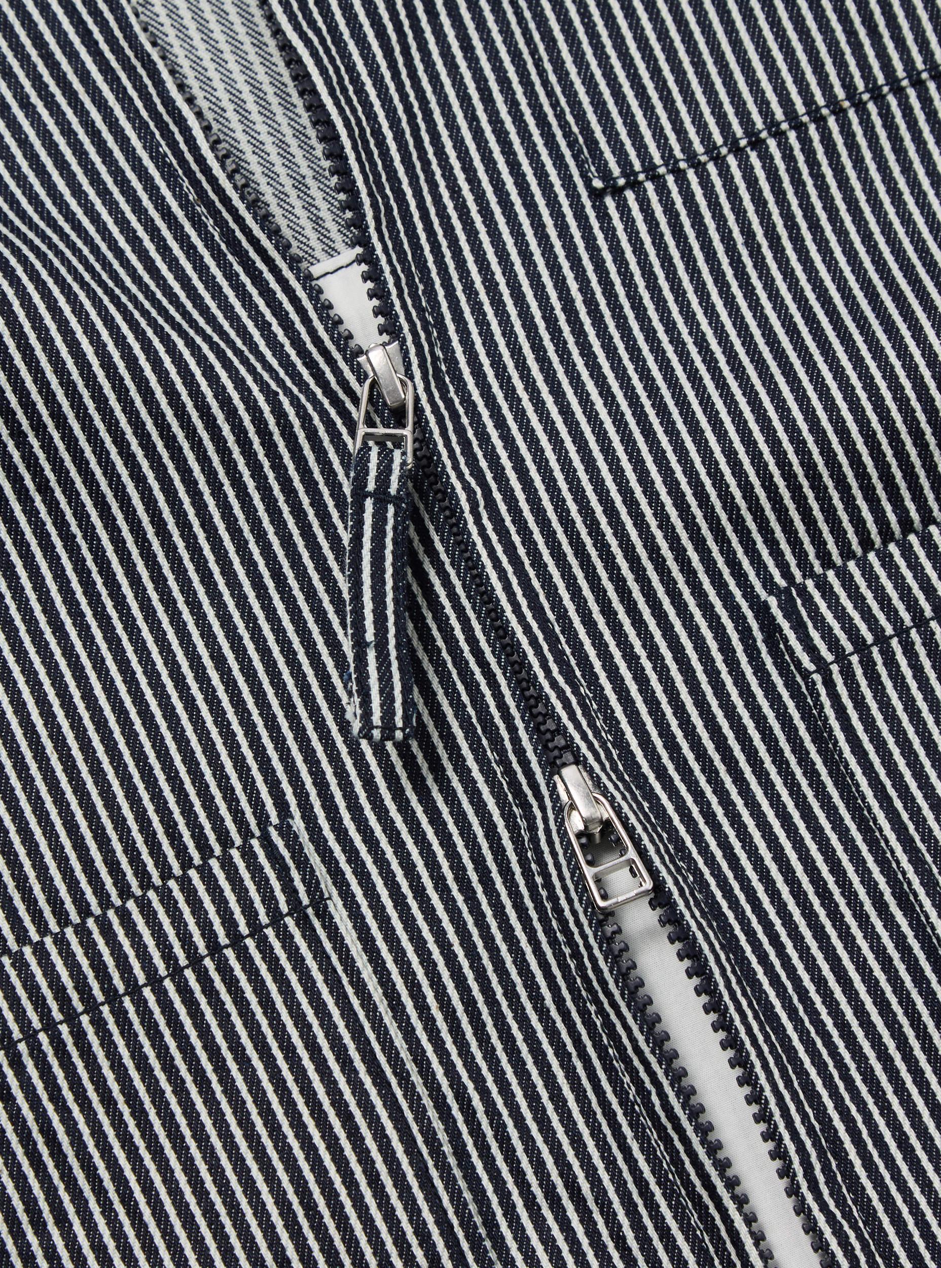 Universal Works Marine Gilet in Indigo Hickory Stripe Denim Product Image