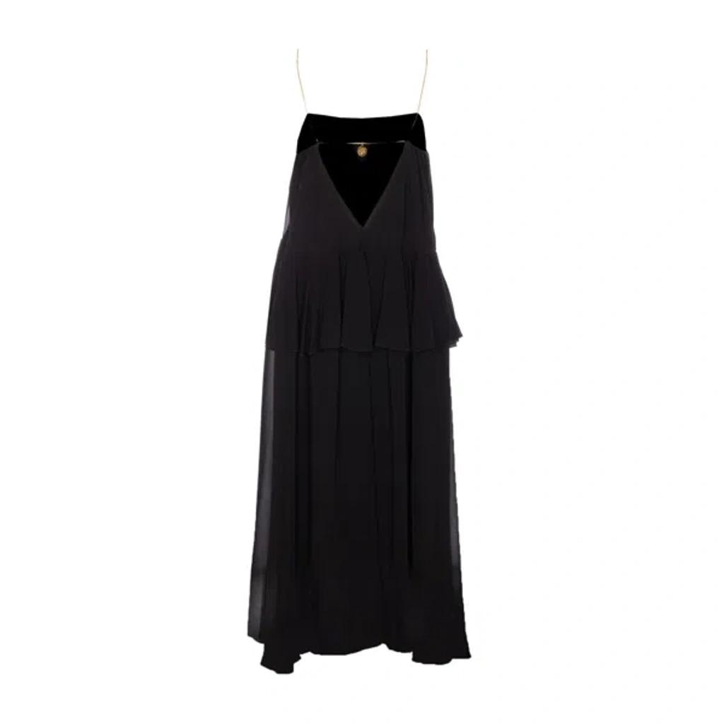 CHLOÉ Open-back Embellished Tiered Silk-georgette Maxi Dress In Black Product Image