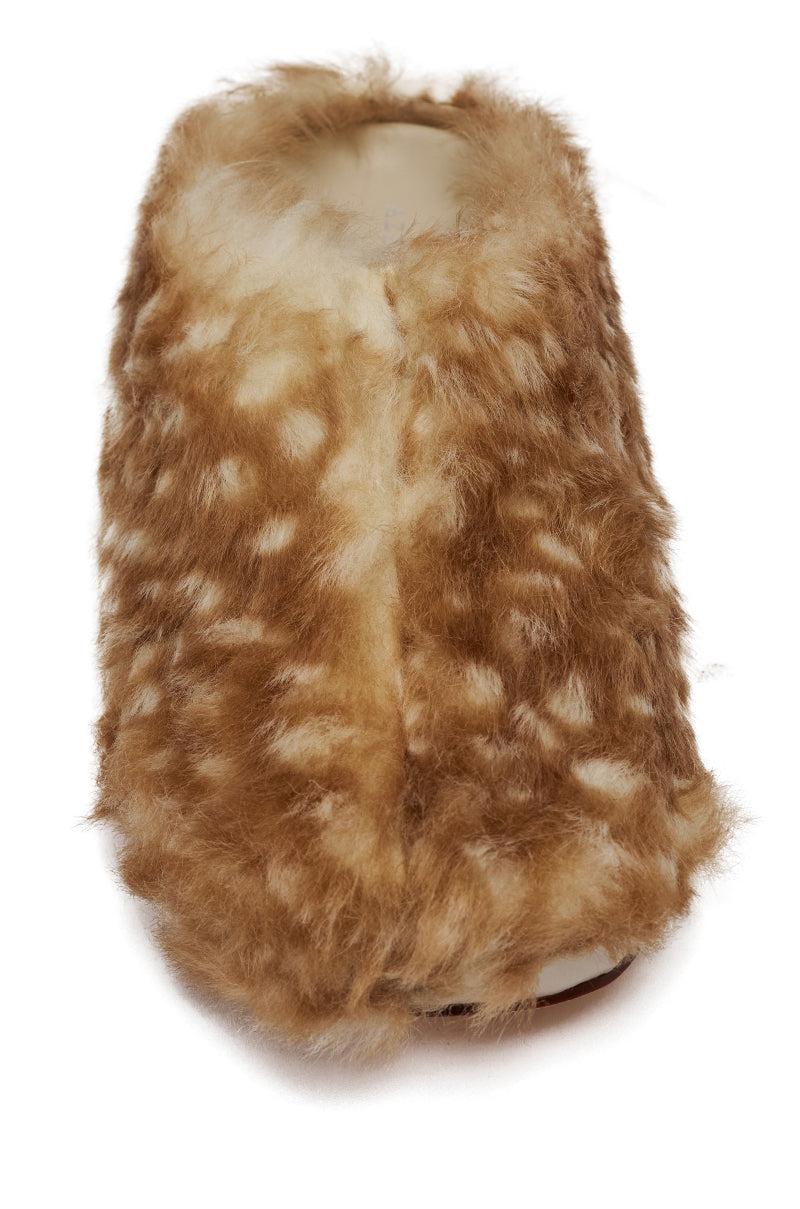 AZALEA WANG UPNETTEE BROWN MULTI BAMBI PRINT FUR CLOG Product Image