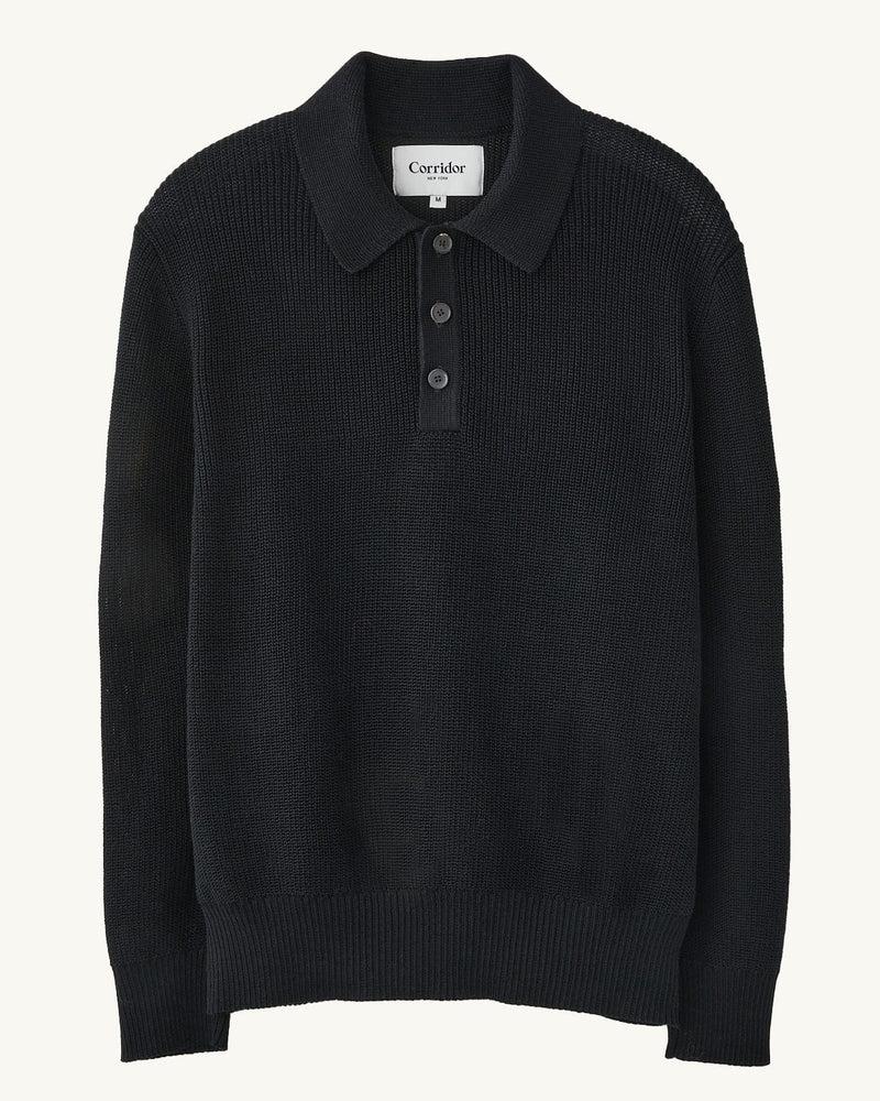 LS Slouchy Polo - Black Product Image