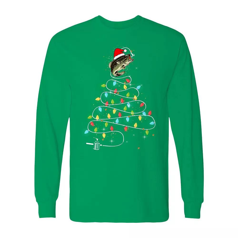 Men's Christmas Fish Lights Long Sleeve Graphic Tee,  Product Image