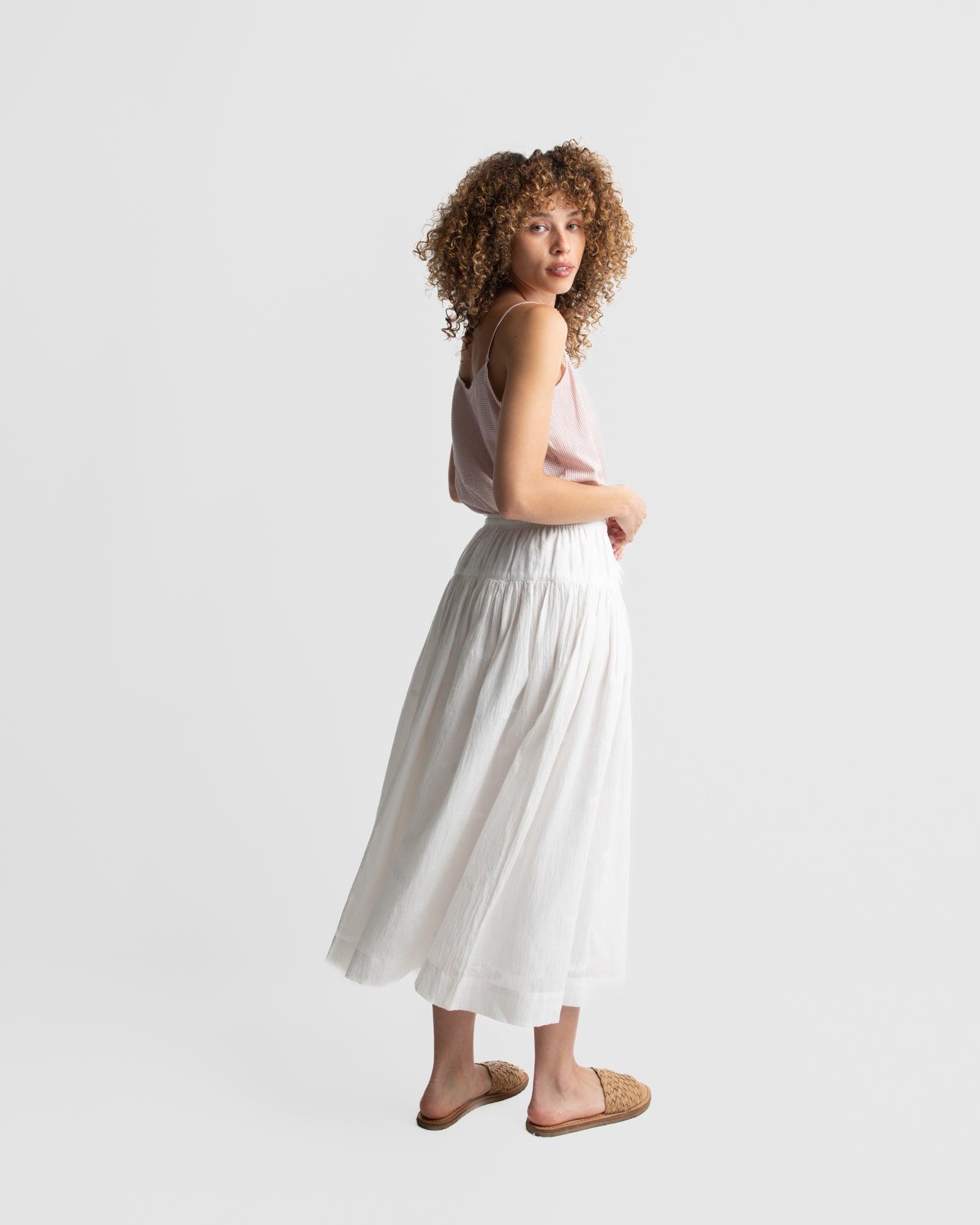 Pure white midi skirt Product Image