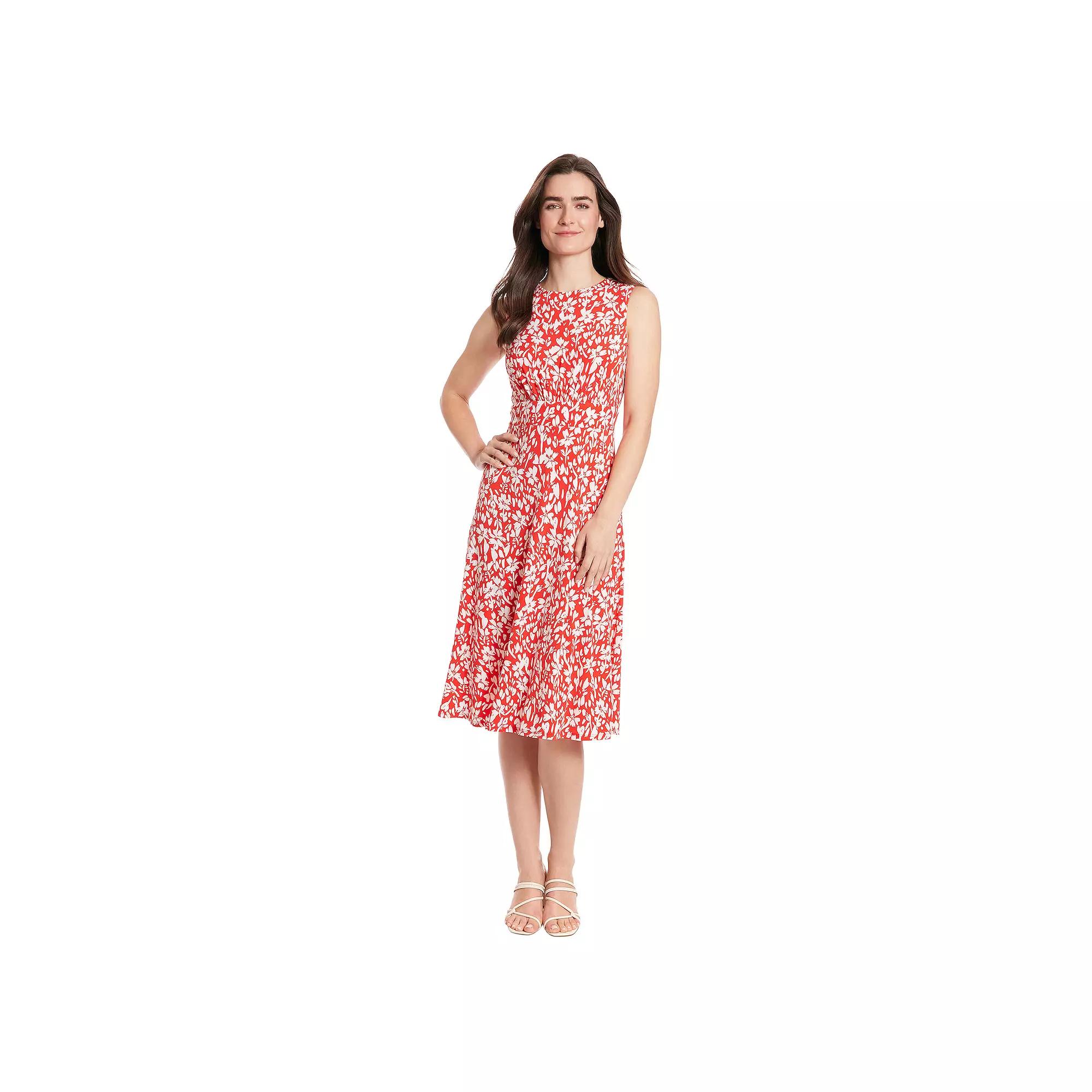 Women's London Times Inset Waist Print Midi Dress,  Product Image