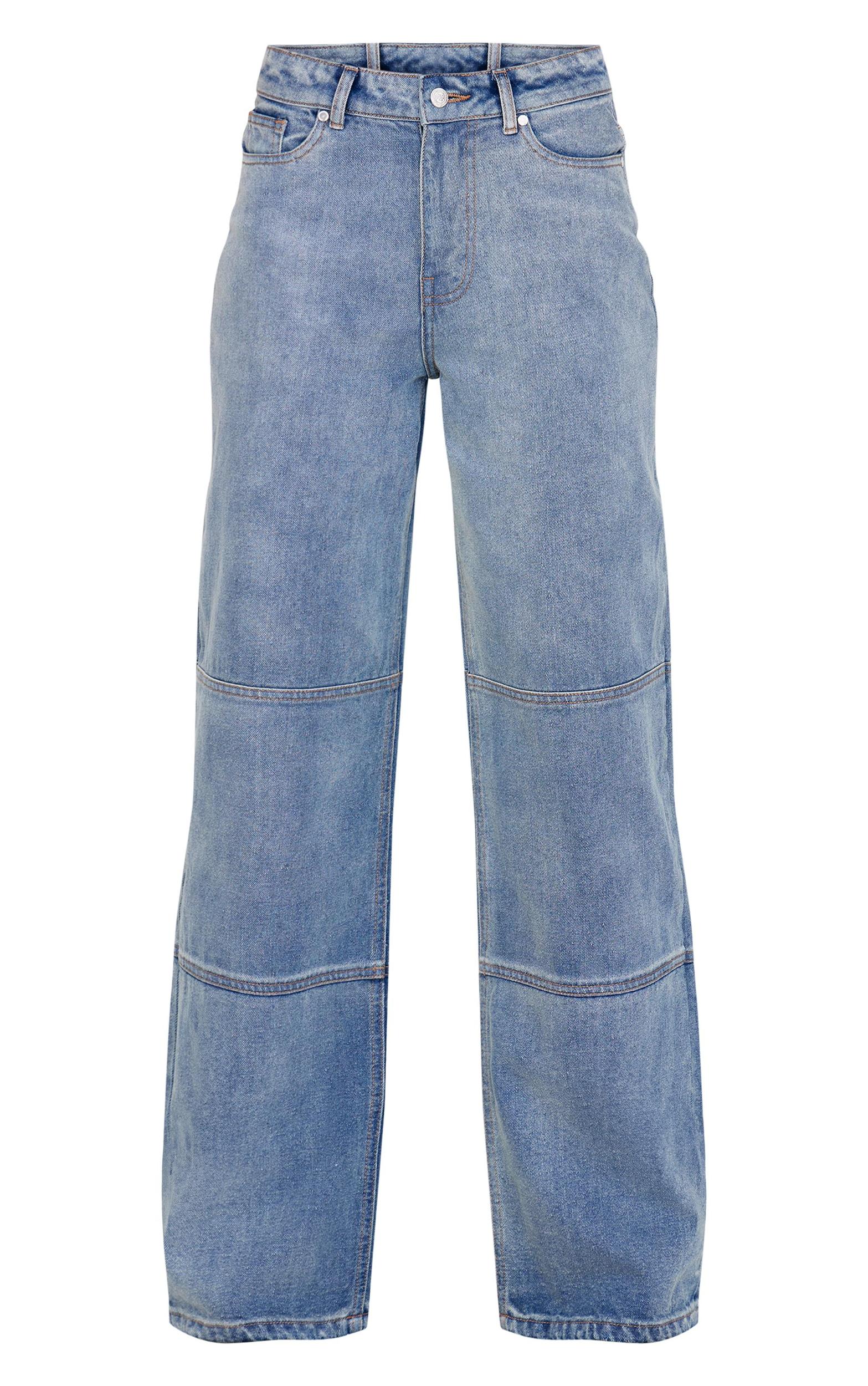Tall Vintage Wash Mid Rise Front Seam Detail Wide Leg Jeans Product Image