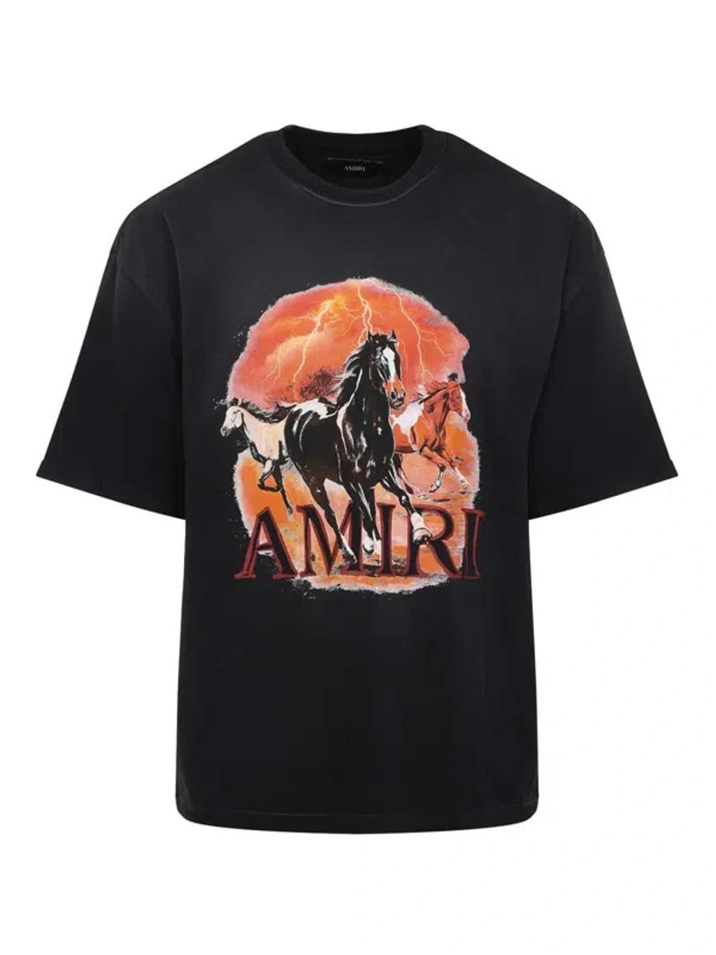 AMIRI Graphic Print Oversized Crewneck T-shirt Shirt In Black Product Image