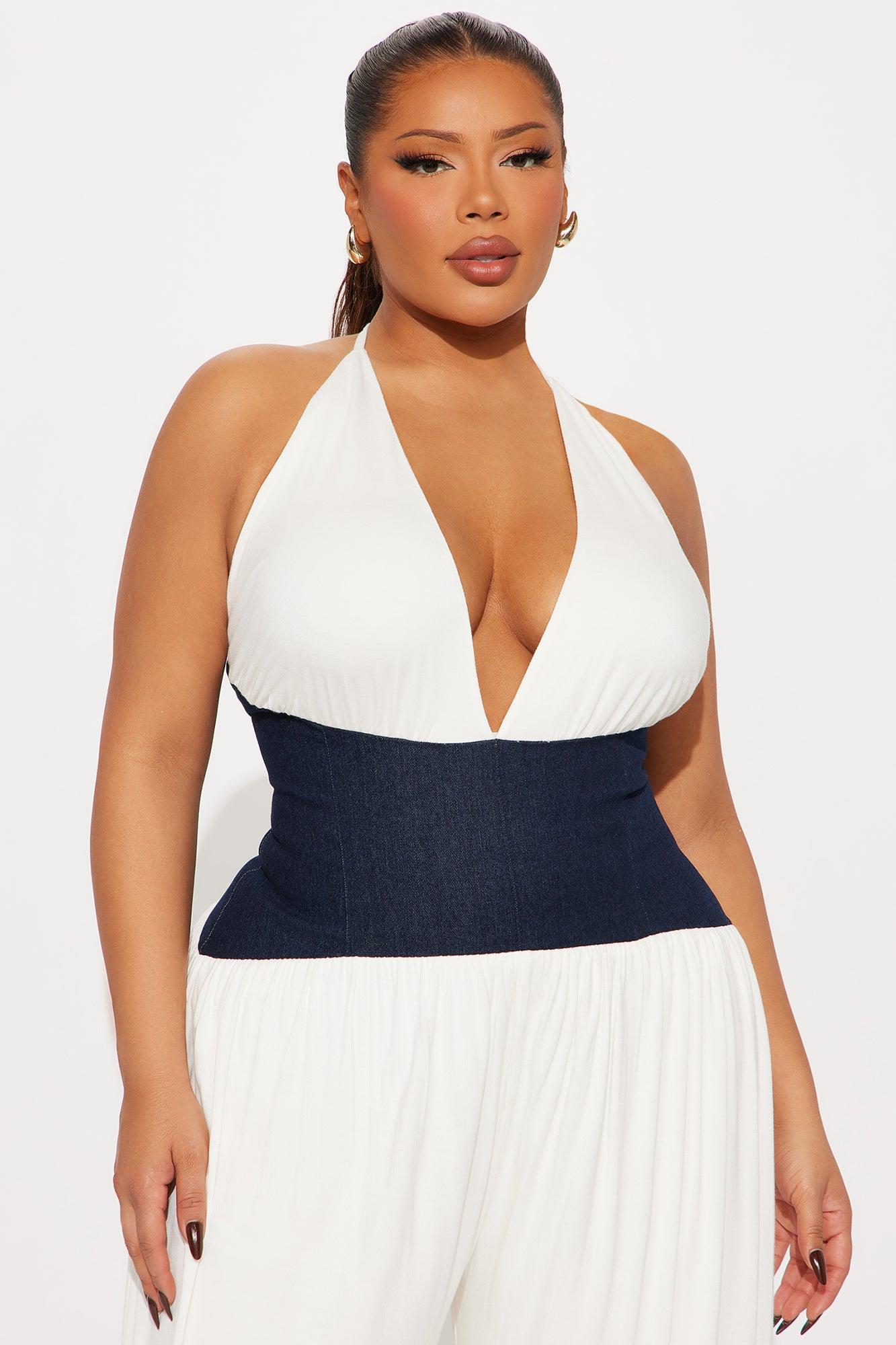 Jamila Halter Wide Leg Jumpsuit - Off White/combo Product Image