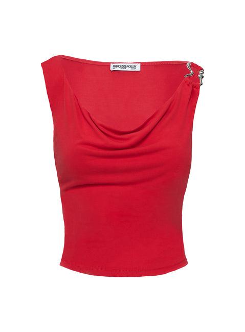 Quincey Cowl Neck Top Red Product Image