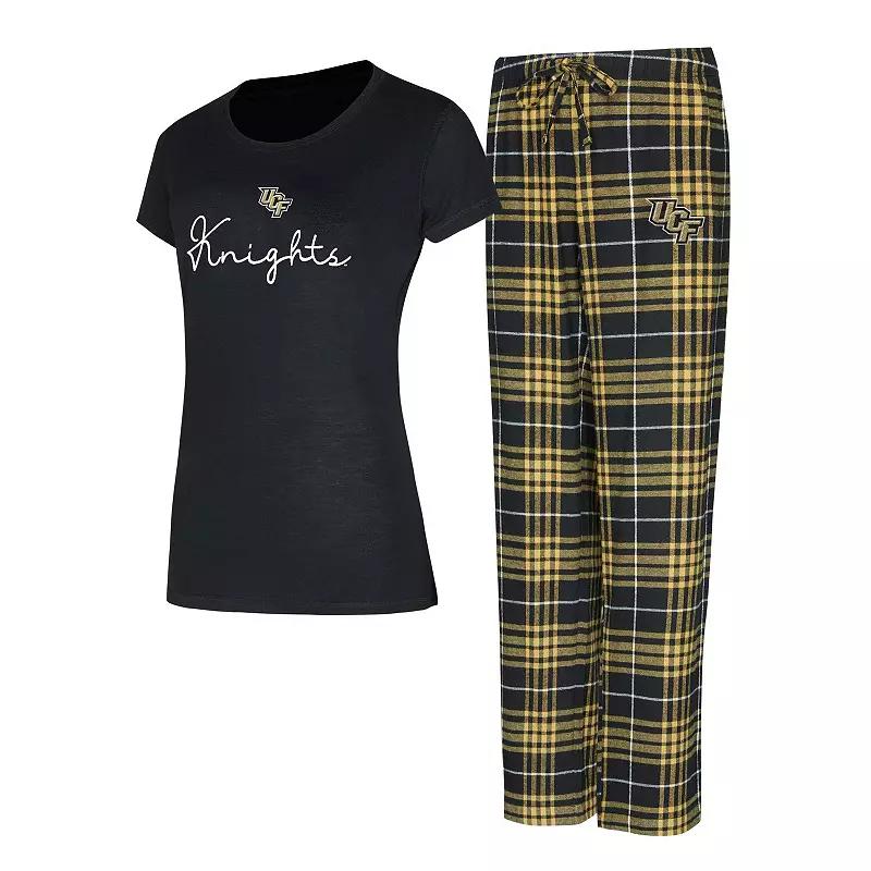 Women's Concepts Sport New Orleans Saints Vector T-Shirt & Flannel Pants Sleep Set, Size: Medium, Black Product Image