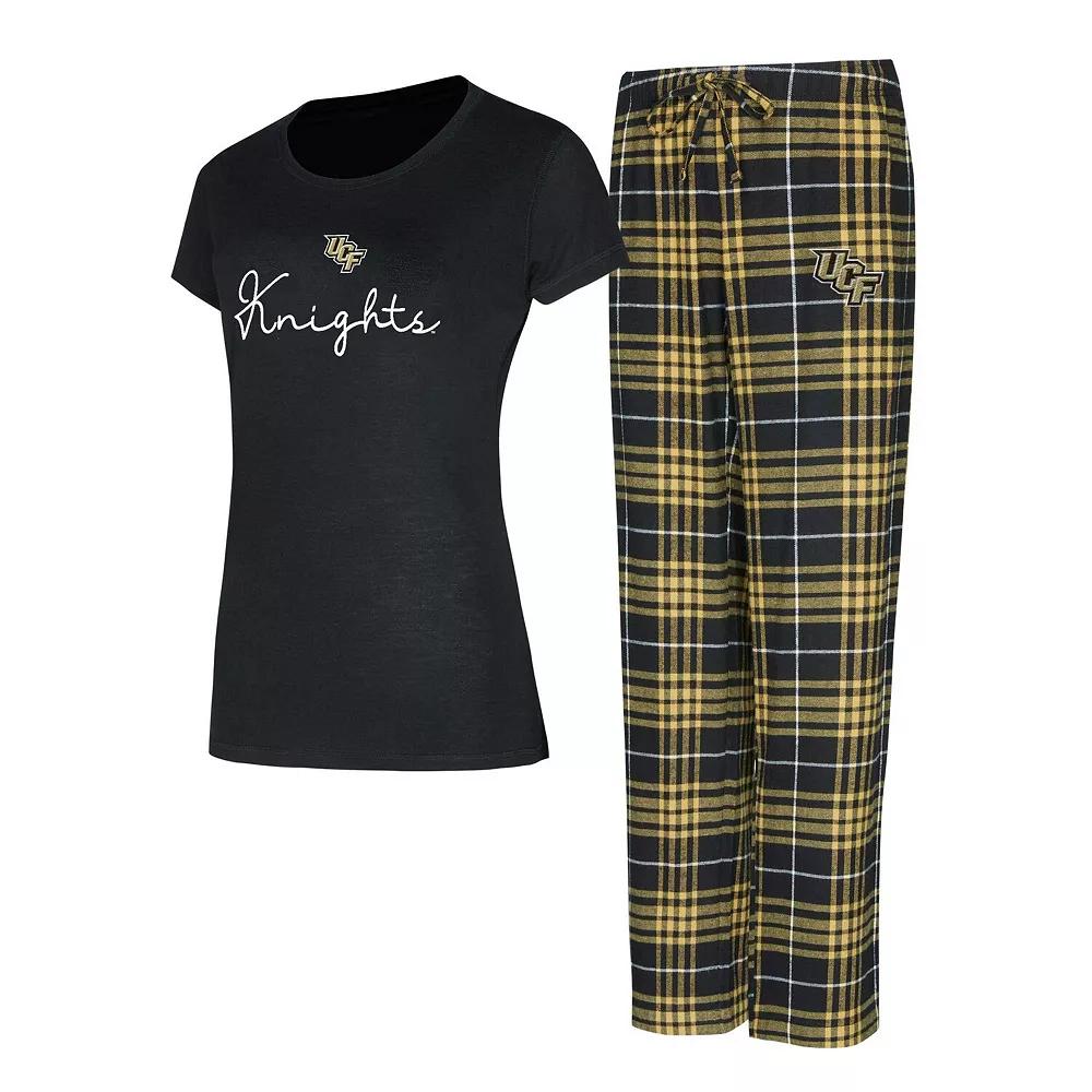 Women's Concepts Sport New Orleans Saints Vector T-Shirt & Flannel Pants Sleep Set, Size: Medium, Black Product Image