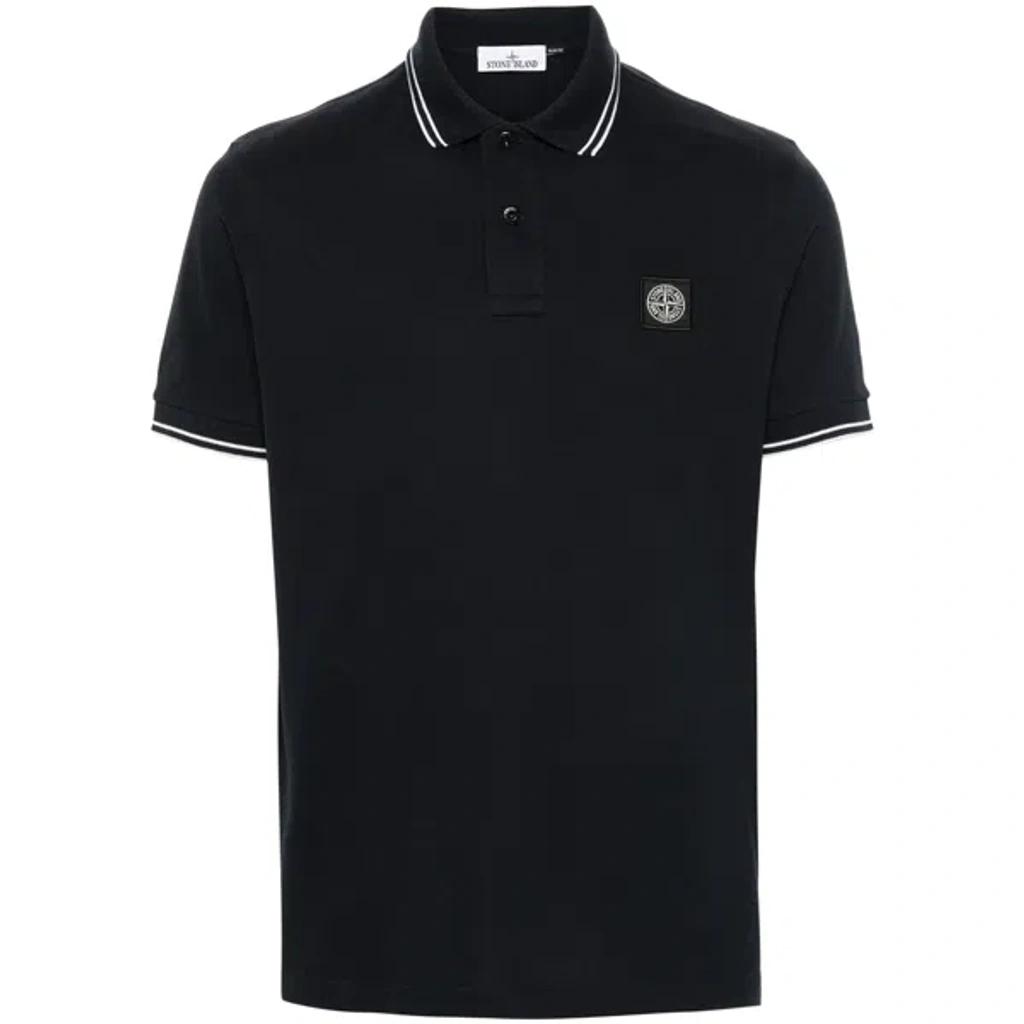 STONE ISLAND Mens Black Brand-patch Regular-fit Stretch-cotton Polo Shirt Xl Product Image