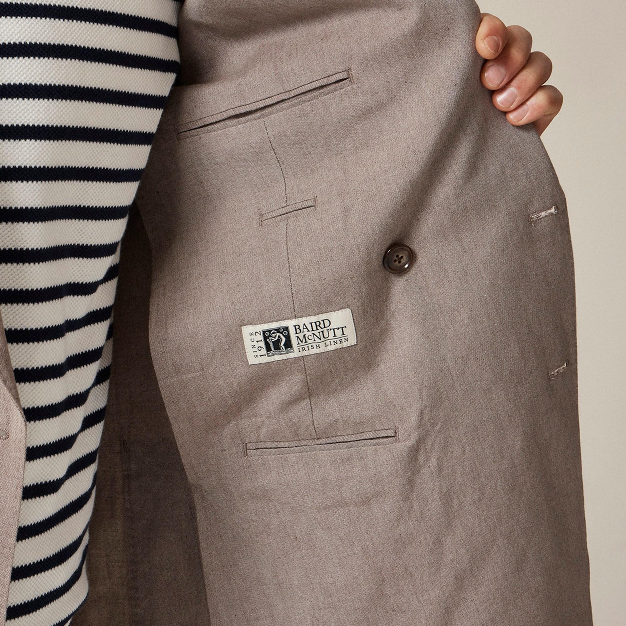 Ludlow Slim-fit double-breasted suit jacket in Irish cotton-linen blend Product Image