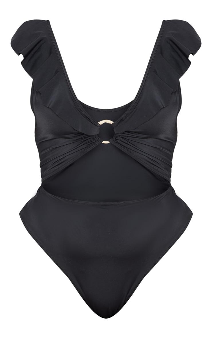 Plus Black Frill Edge Ring Detail Swimsuit Product Image