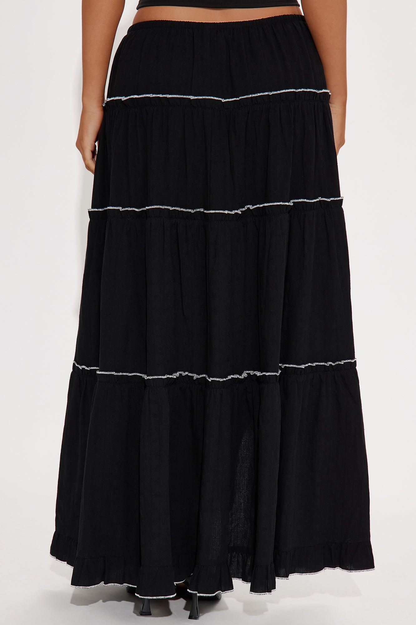 My Love For You Tiered Maxi Skirt - Black/White Product Image