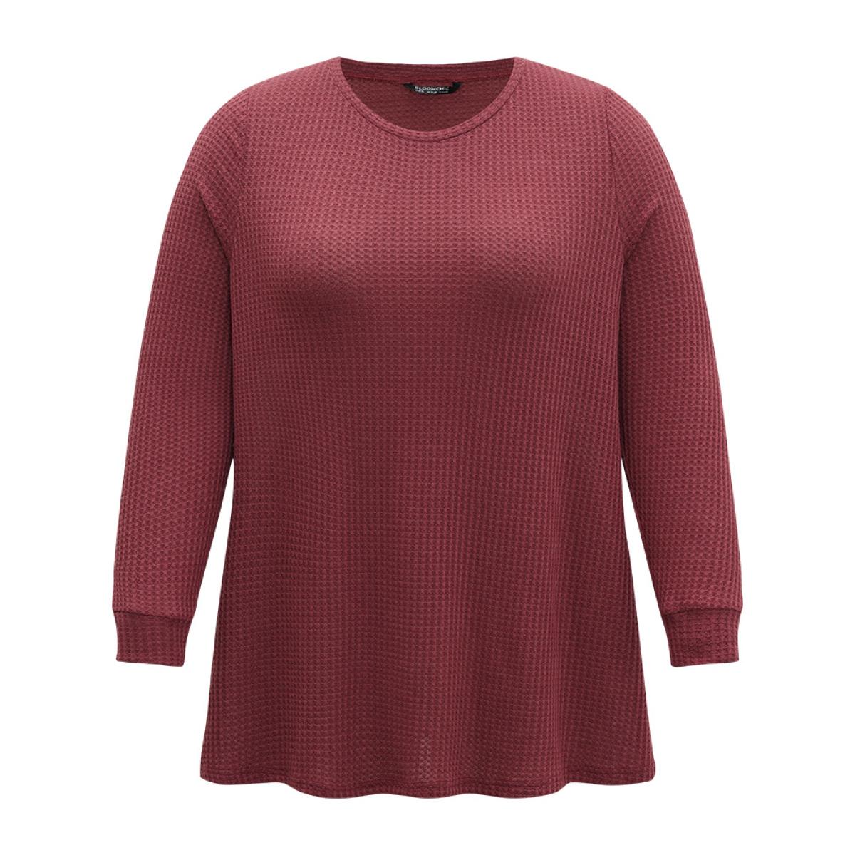 Plus Size Bandana Patchwork Crew Neck Elastic Cuffs Sweatshirt Women Russet Casual Round Neck Everyday Sweatshirts BloomChic 30/6X Product Image