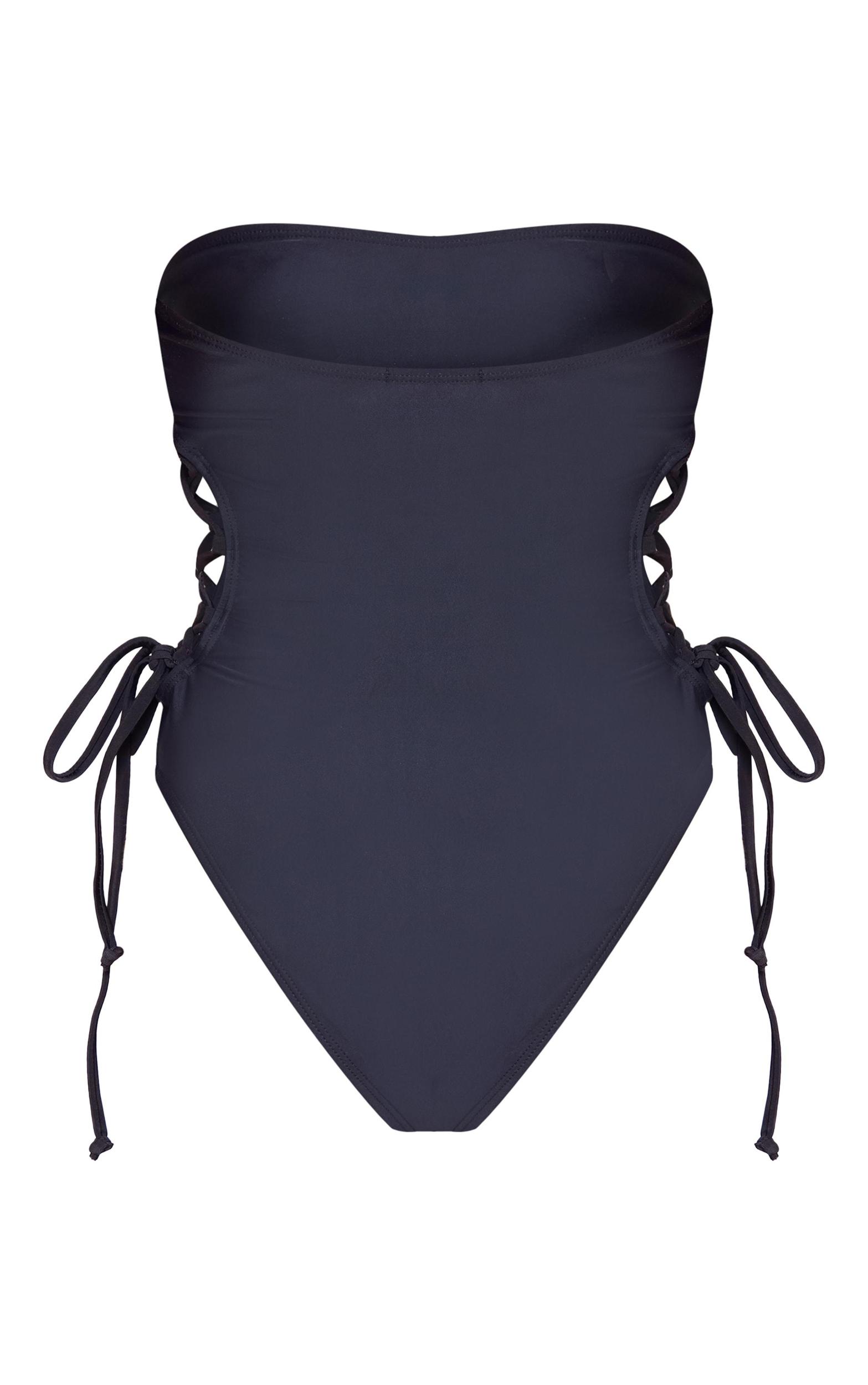 Black Bandeau Tie Side Swimsuit Product Image