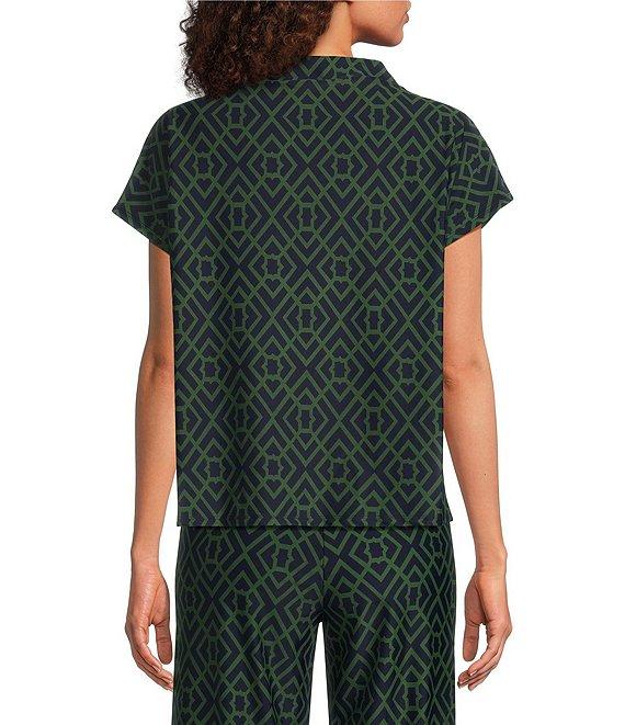 Jude Connally Tillie Garden Lattice Print Coordinating Ultralight Jude Cloth Drape Crew Neck Cap Sleeve Top Product Image