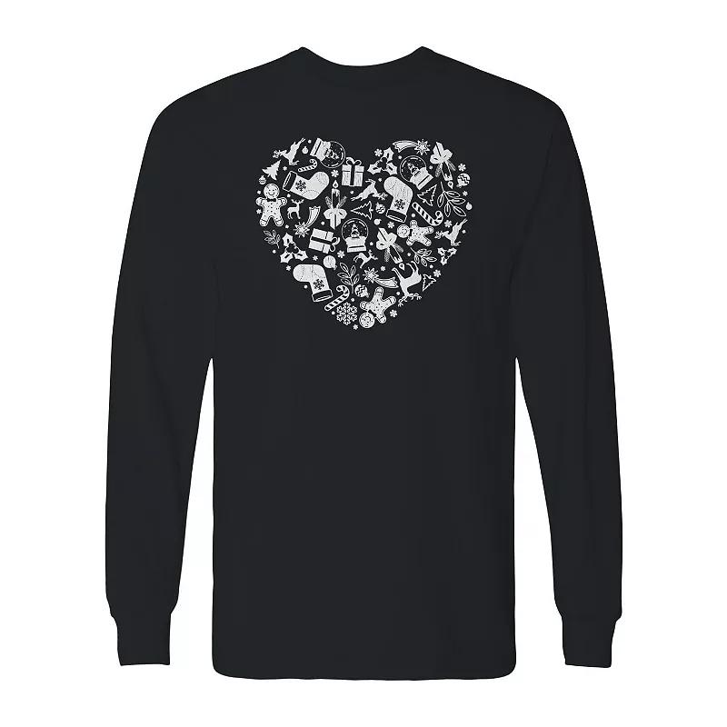 Men's Christmas Heart Long Sleeve Graphic Tee, Adult Unisex,  Product Image