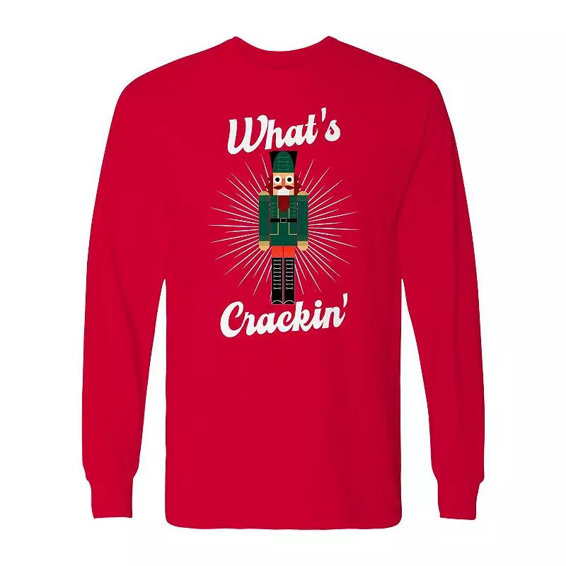 Men's Christmas What Cracker Long Sleeve Graphic Tee, Size: XL, Irish Green Product Image