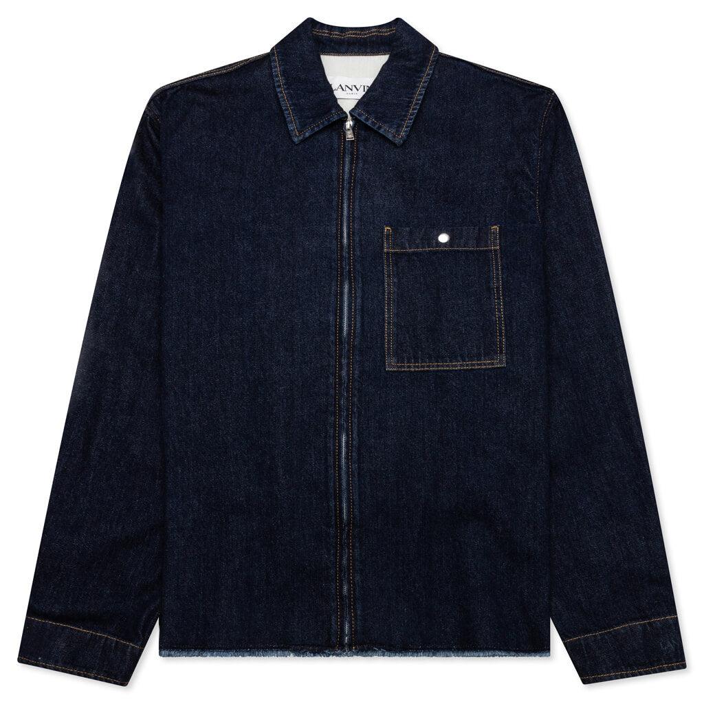 Zipped Denim Shirt - Navy Blue Male Product Image