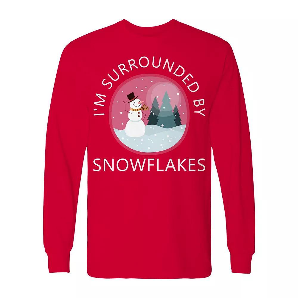Men's Christmas Surrounded Snowflakes Long Sleeve Graphic Tee, Adult Unisex,  Product Image