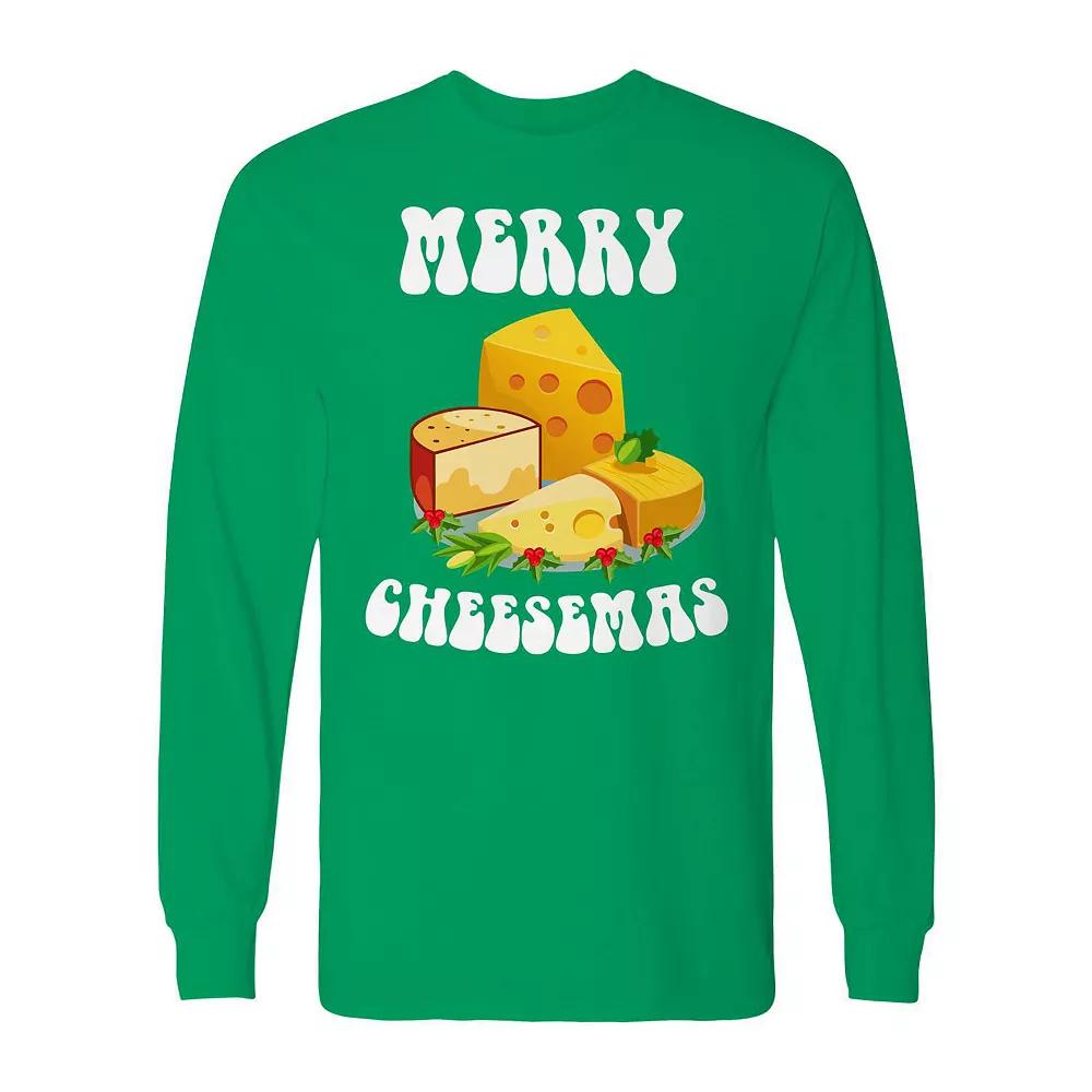 Men's Christmas Merry Cheesemas Long Sleeve Graphic Tee, Adult Unisex,  Product Image
