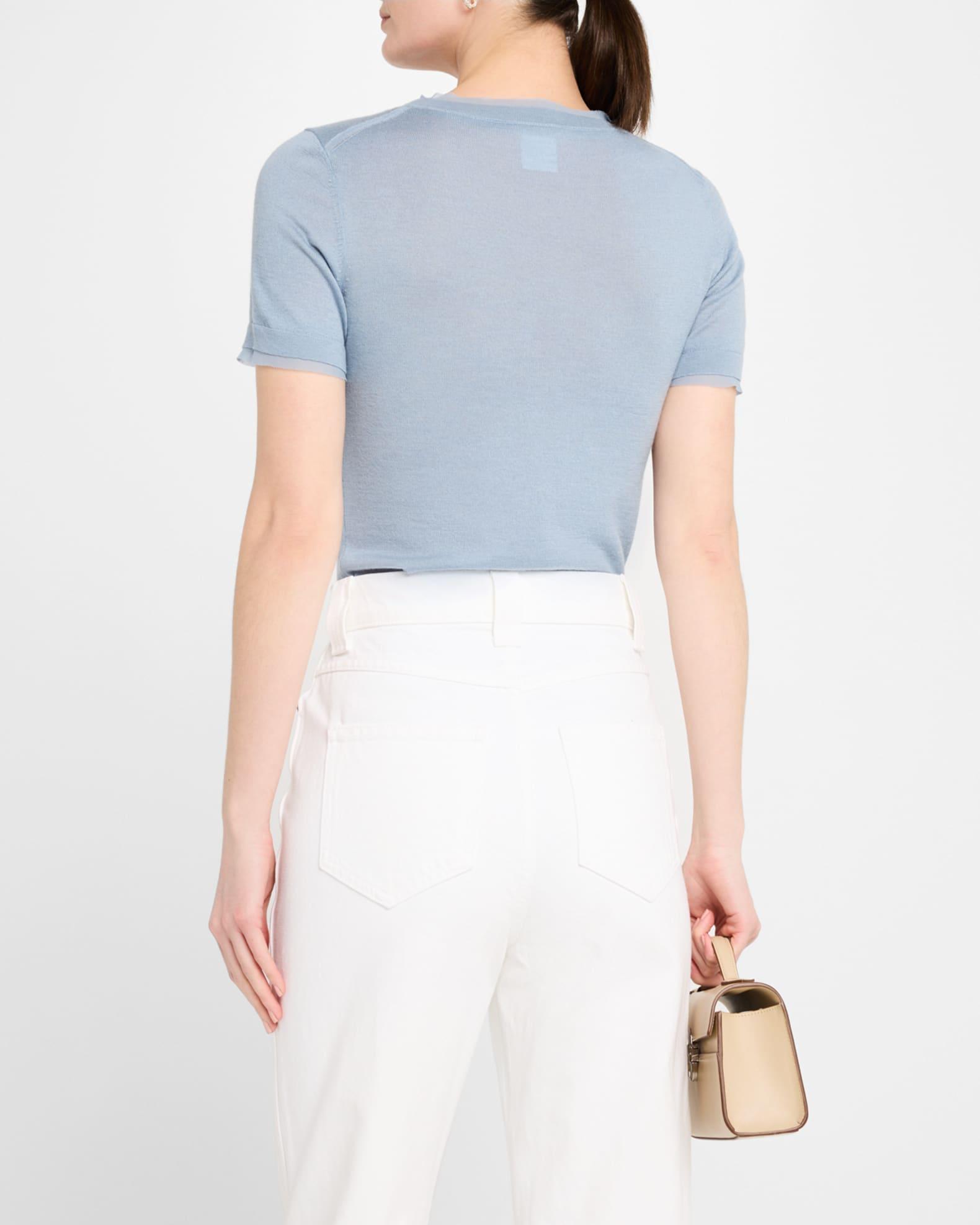 Crewneck Chiffon-Trim Sweater Product Image