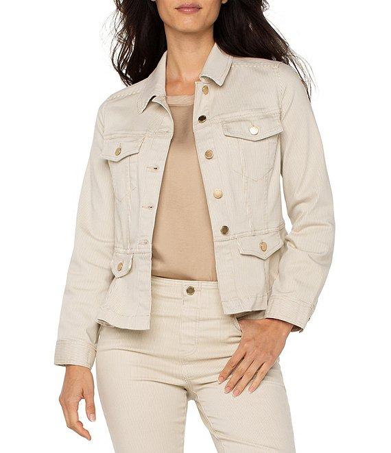 Liverpool Los Angeles Petite Size Stretch Twill Peplum Point Collar Long Sleeve Jacket Product Image