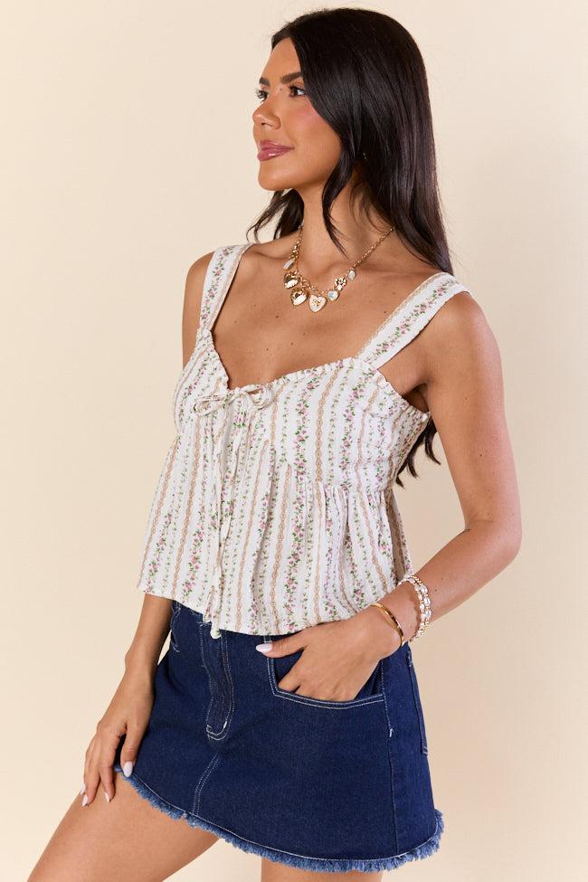 Floral Daydream Ivory Floral Woven Tank FINAL SALE Product Image