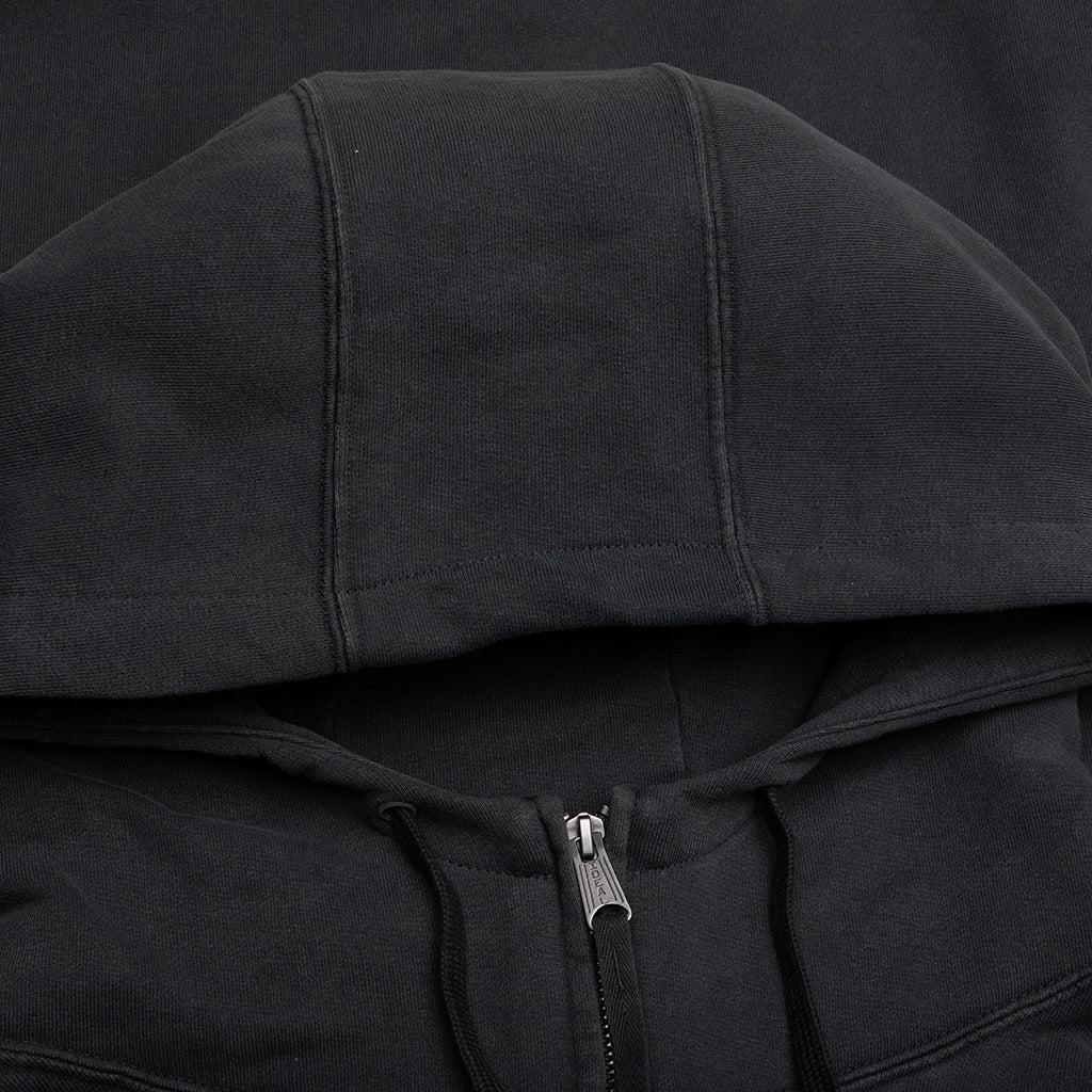 Reverse Applicated Stitch Logo Zipped Hoodie - Washed Black Male Product Image