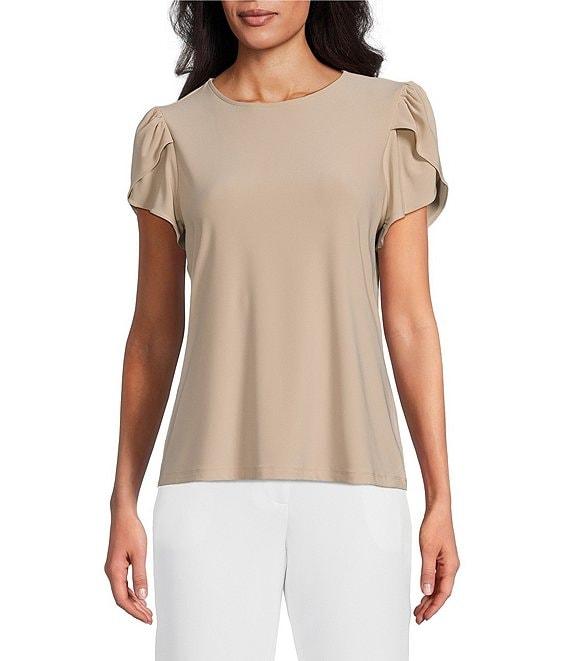 Preston & York Arianna Short Tulip Sleeve Crew Neck Knit Shirt Product Image
