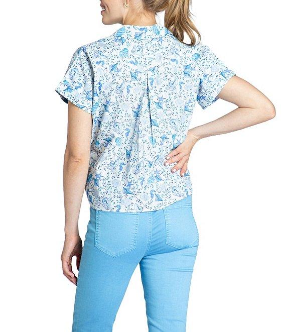 APNY V-Neck Tie Front Seashell Print Camp Shirt Product Image