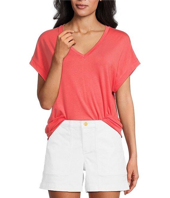 Tommy Bahama Kauai Solid Stretch Jersey V-Neck Short Sleeves Relaxed Fit T-Shirt Product Image