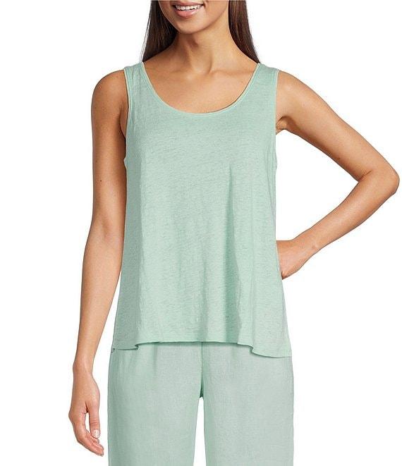Eileen Fisher Organic Linen Jersey Scoop Neck Sleeveless Tank Product Image