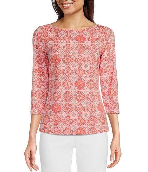 J.McLaughlin Wavesong Knit Boat Neck 3/4 Sleeve Top Product Image
