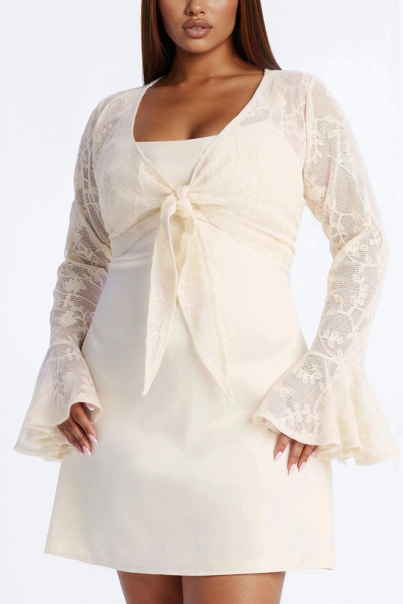 Wren Lace Mini Dress Set - Cream Female Product Image