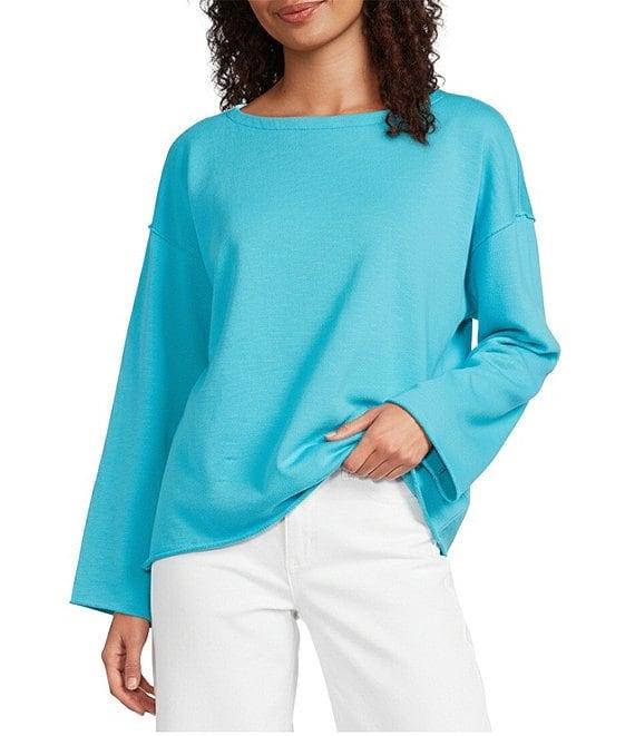 Eileen Fisher Organic Cotton Terry Bateau Neck Long Sleeve Boxy Top Product Image