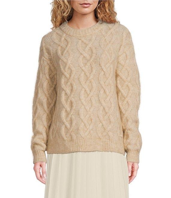 TILLEY Soft Knit Mohair Cable Crew Neck Long Sleeve Sweater Product Image