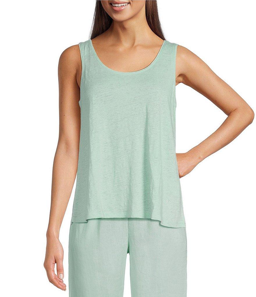 Eileen Fisher Organic Linen Jersey Scoop Neck Sleeveless Tank Product Image