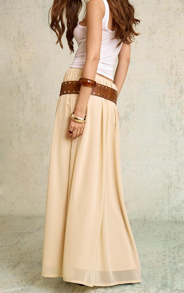 Almond Chiffon Floaty Maxi Skirt Product Image