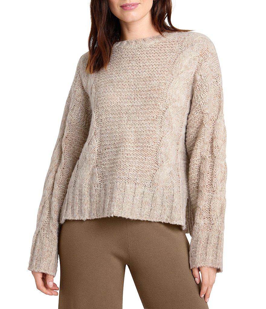 Splendid x Cella Jane Blog Cashblend Cable Knit Crew Neck Long Sleeve Pullover Sweater Product Image