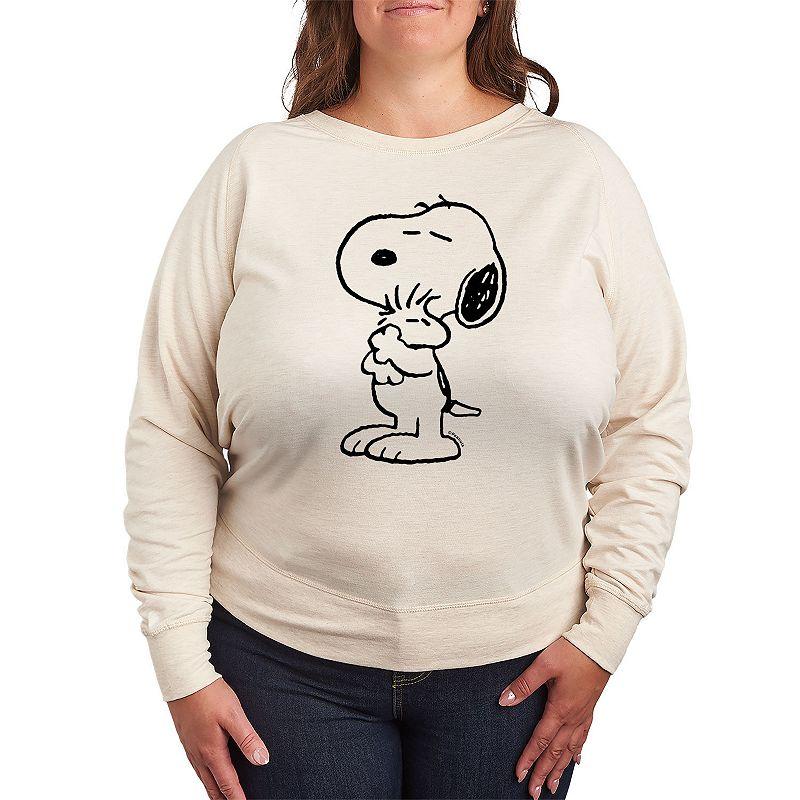 Women's Peanuts Snoopy Loves Woodstock French Terry Long Sleeve Tee, Girl's,  Product Image