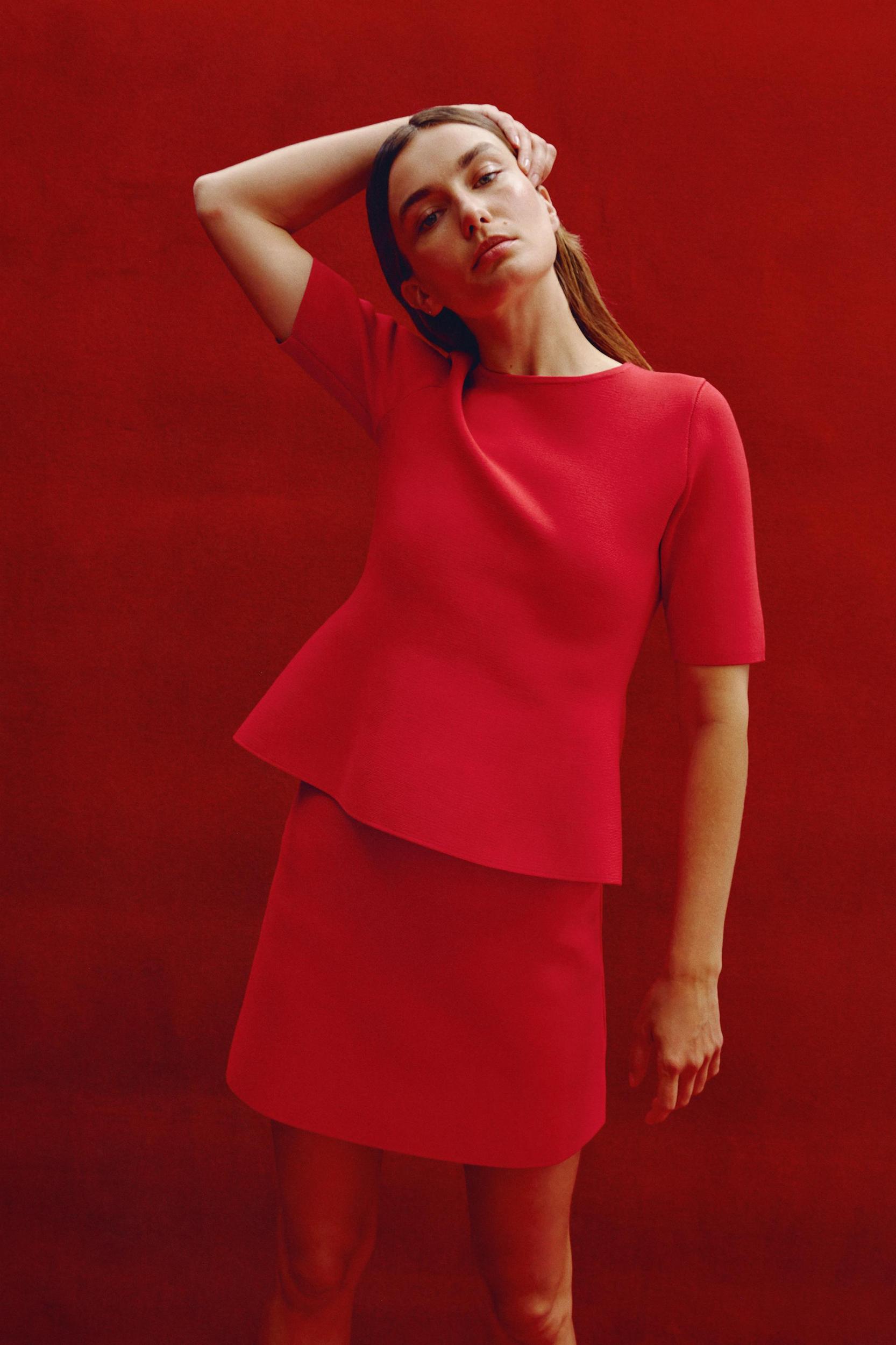 BASIC KNIT PEPLUM TOP Product Image