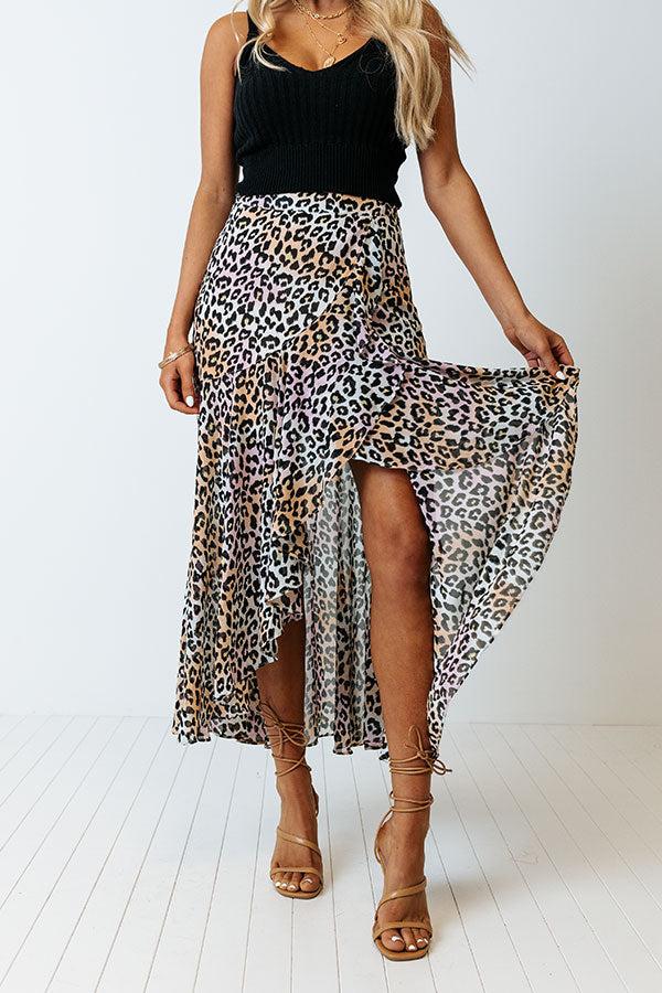 Only Sunshine Leopard Skirt In Peach Product Image