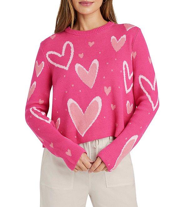 Splendid Stevie Knit Crew Neck Long Sleeve Heart Sweater Product Image