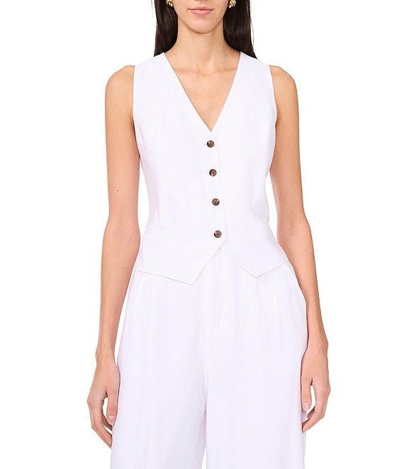 1. STATE Rumple Button Front V-Neck Coordinating Sleeveless Vest Product Image