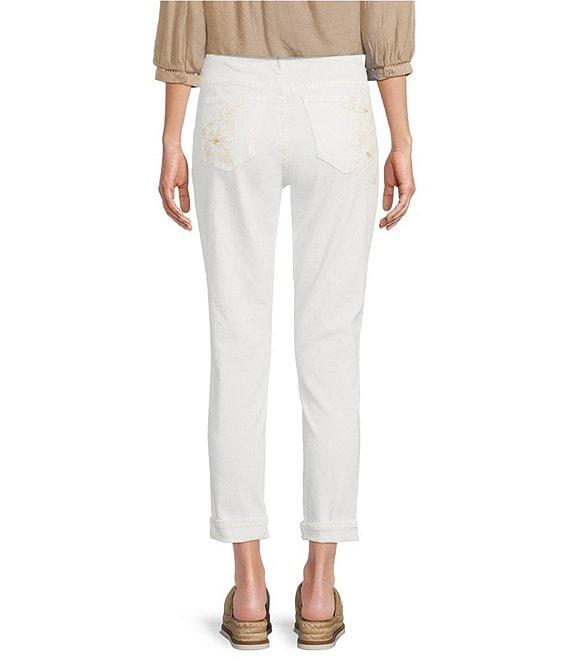 Code Bleu Weekend Stretch Denim High Rise Embroidered Boyfriend Jeans Product Image