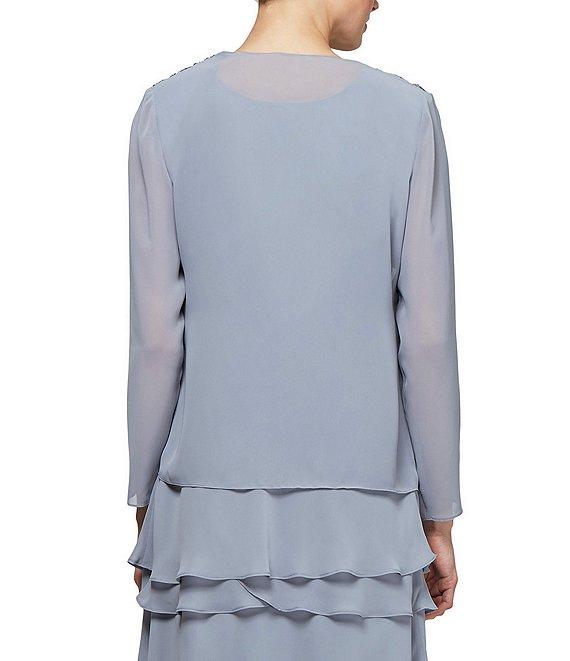 Ignite Evenings Scoop Neck Chiffon Tiered 2-Piece Jacket Dress Product Image