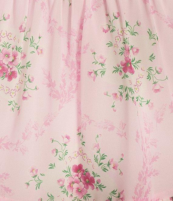 B. Darlin Printed Chiffon Long Sleeve Sweetheart Neck Ruffled Hem Dress Product Image