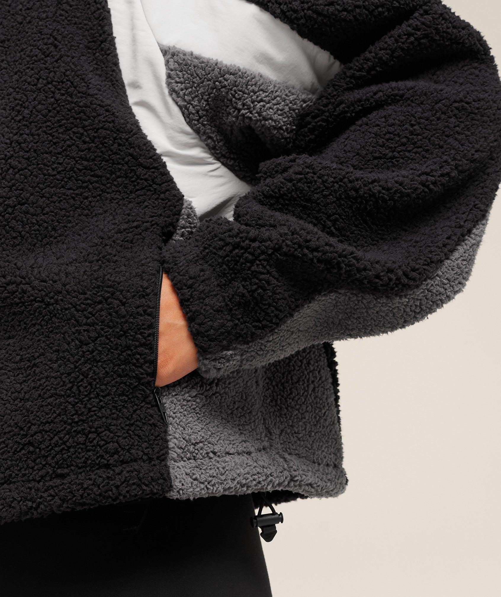 Gymshark Contrast Sherpa Jacket - Black/Graphite Grey/Oat White Female Product Image